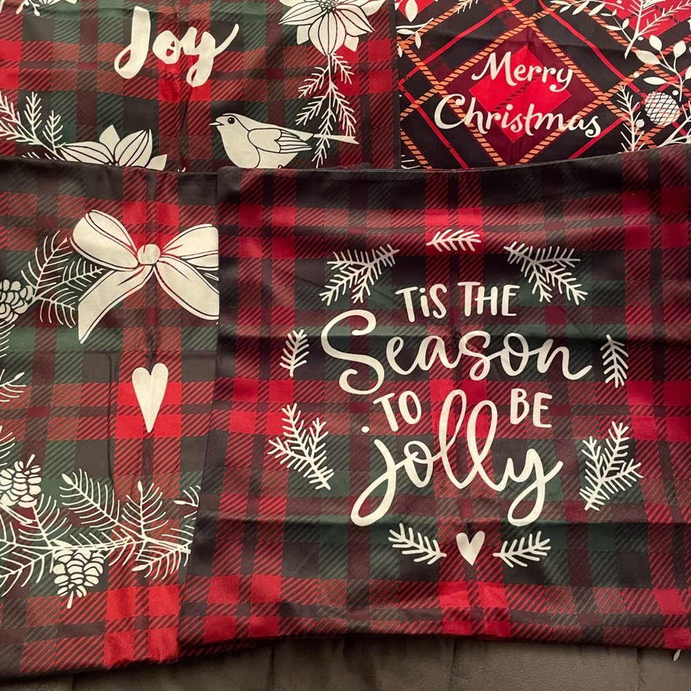 Set of four holiday pillow covers 18” x 18”